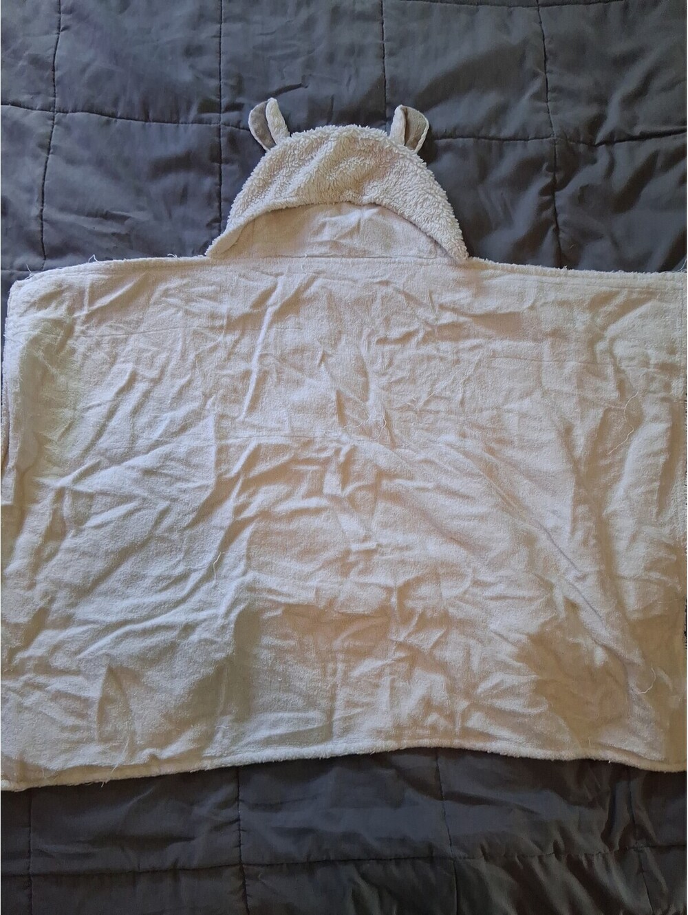 Pottery Barn Kids Baby Sheep Faux Fur Critter Hooded Towel White 34"